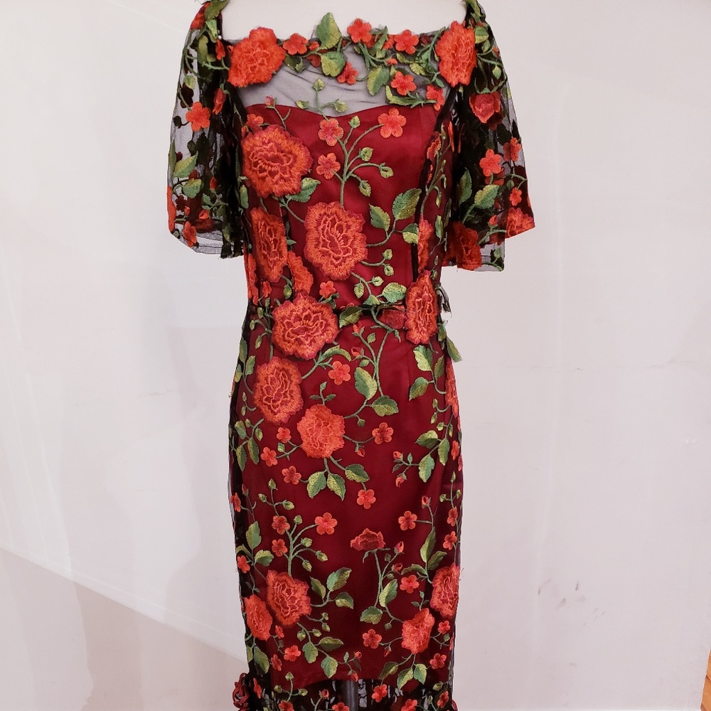 Embroidered Lace Off-The-Shoulder Long Dress - Picture 3 of 3